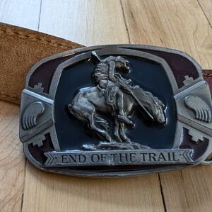 Silver and Brown Western Belt Buckle
